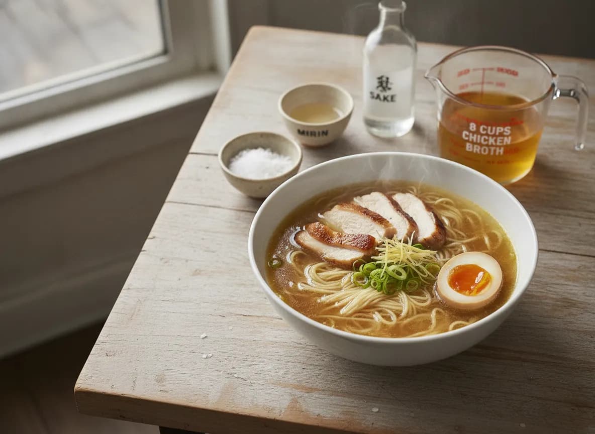 Shio Ramen — Delicate salt-seasoned clear broth that lets the quality of the chicken shine. Light, refined, and topped with…